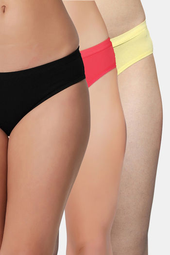 Buy Bleeding Heart Medium Rise Full Coverage Bikini Panty (Pack of 3) - Multicolor